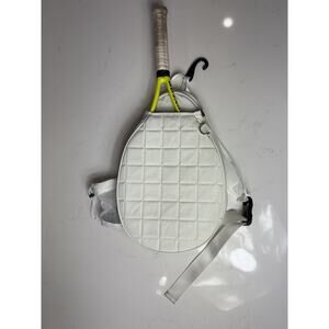 Rejolly Quilted Tennis Racket Adjustable Water Resistant Sling Bag Cream Color